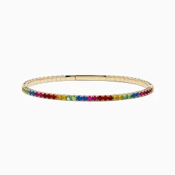 Bracelets|Effy Jewelry Watercolors 14K Yellow Gold Multi Sapphire Bangle