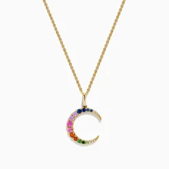 Necklaces & Pendants|Effy Jewelry Watercolors 14K Yellow Gold Multi Sapphire and Diamond Pendant