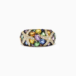 Rings|Effy Jewelry Watercolors 14K Yellow Gold Multi Sapphire and Diamond Ring, 3.75 TCW