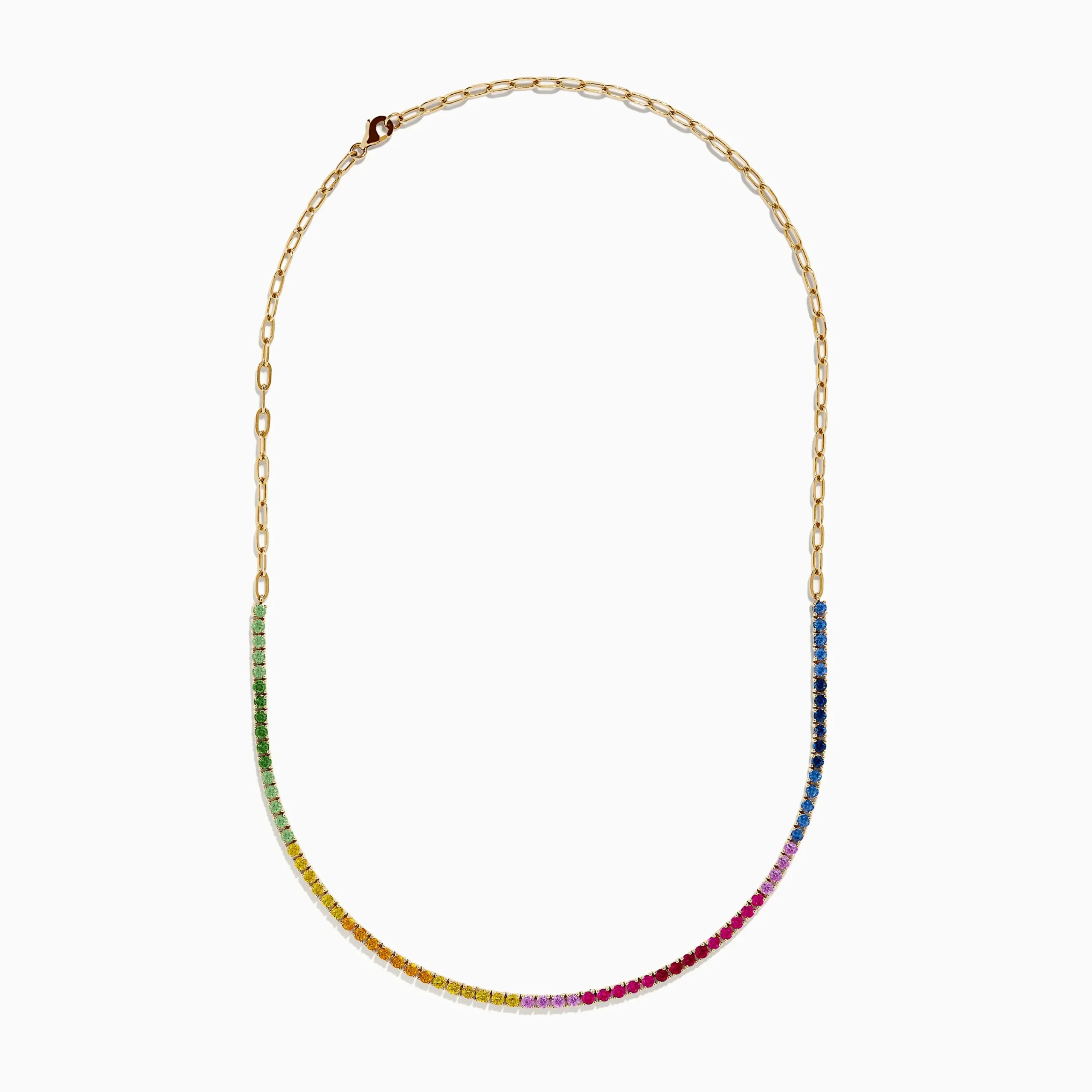 Necklaces & Pendants|Effy Jewelry Watercolors 14K Yellow Gold Multi Sapphire, Ruby, u0026 Tsavorite Necklace