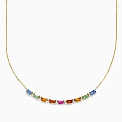 Necklaces & Pendants|Effy Jewelry Watercolors 14K Yellow Gold Multi Sapphire and Diamond Necklace