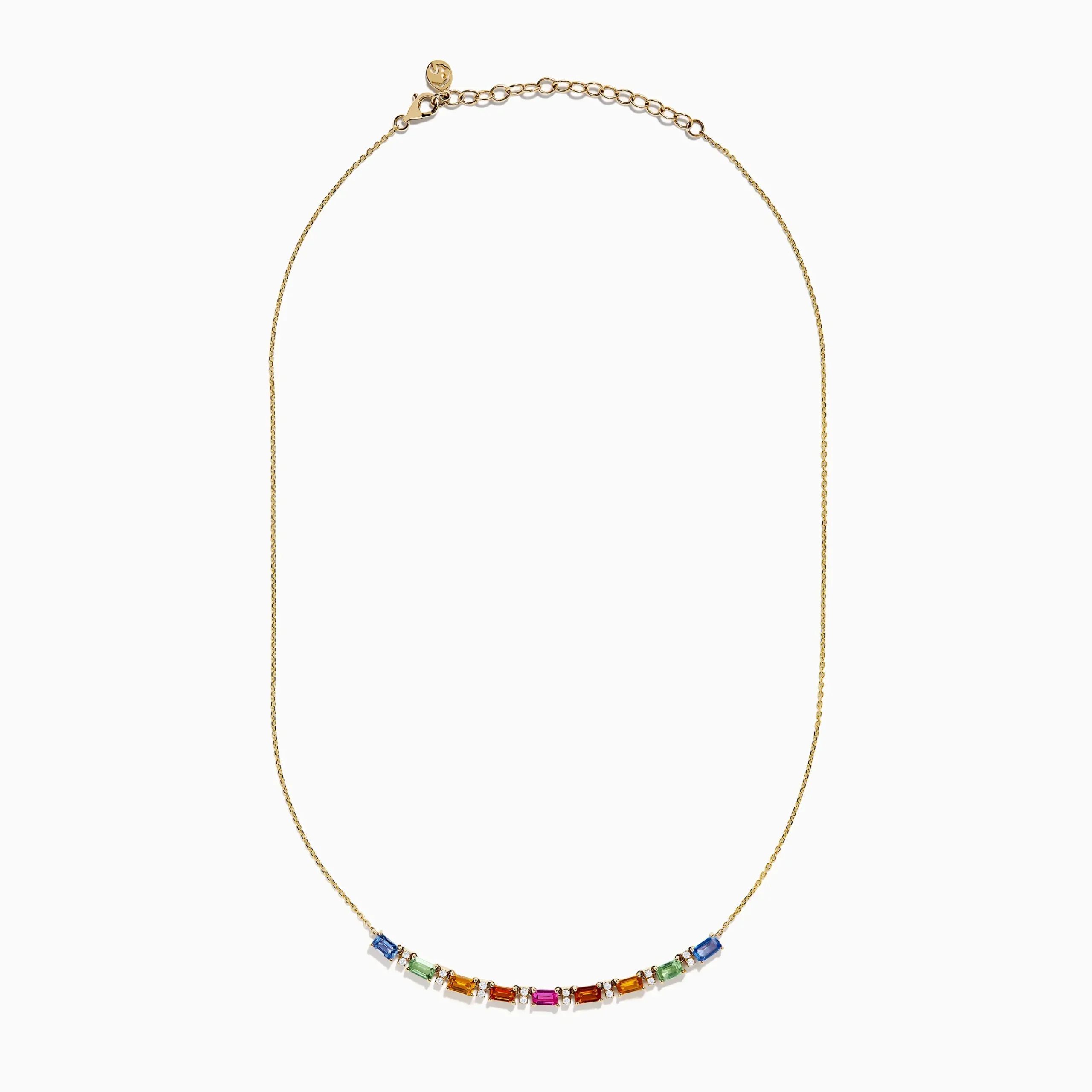 Necklaces & Pendants|Effy Jewelry Watercolors 14K Yellow Gold Multi Sapphire and Diamond Necklace