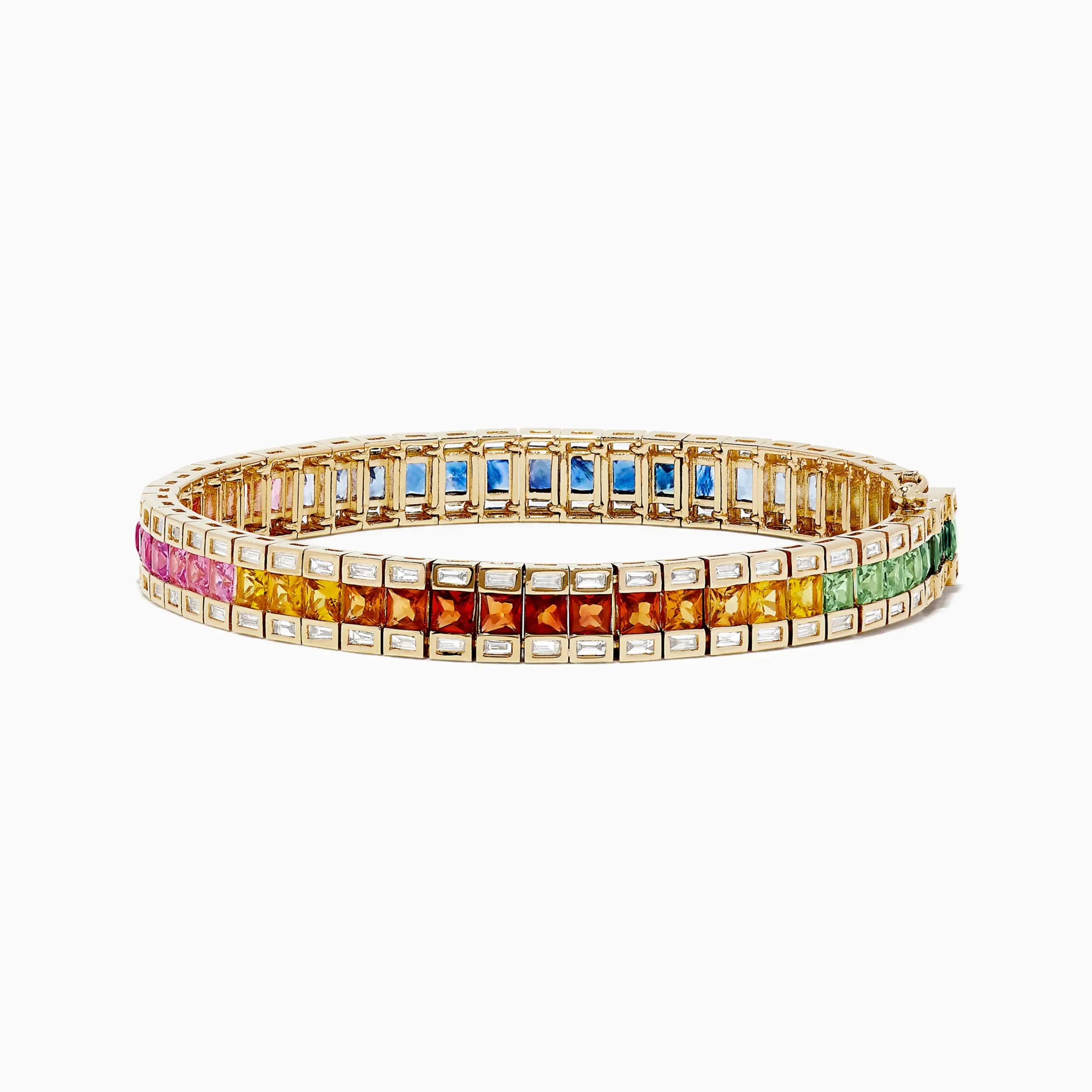 Bracelets|Effy Jewelry Watercolors 14K Yellow Gold Multi Sapphire and Diamond Bracelet