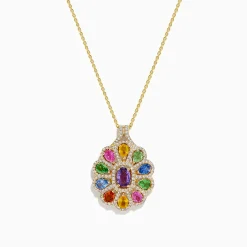 Necklaces & Pendants|Effy Jewelry Watercolors 14K Yellow Gold Multi Sapphire Pendant