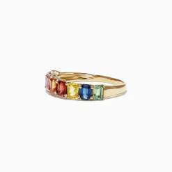 Rings|Effy Jewelry Watercolors 14K Yellow Gold Multi-Sapphire Band Ring, 2.06 TCW