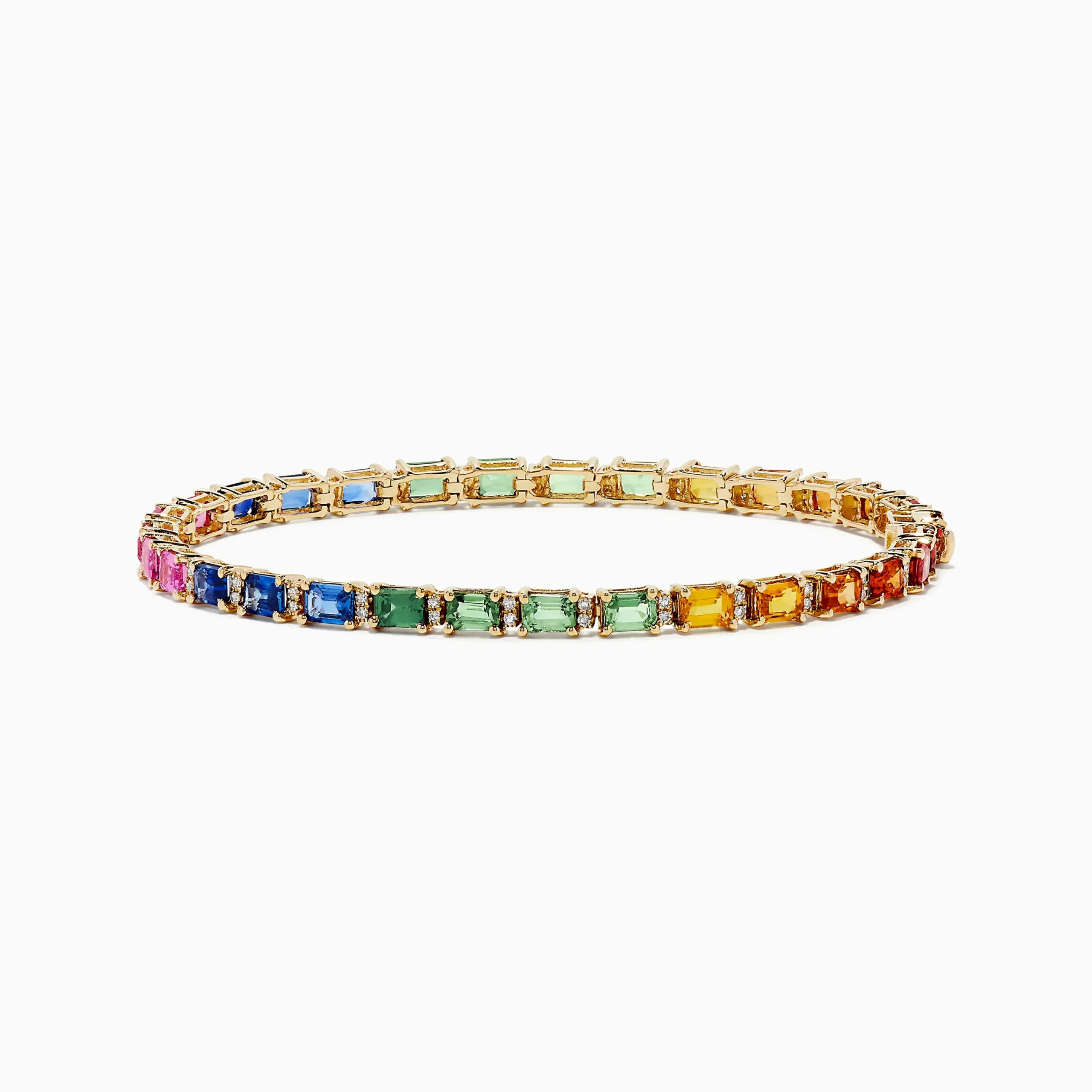 Bracelets|BH Multi Watercolors 14K Yellow Gold Multi Sapphire and Diamond Bracelet