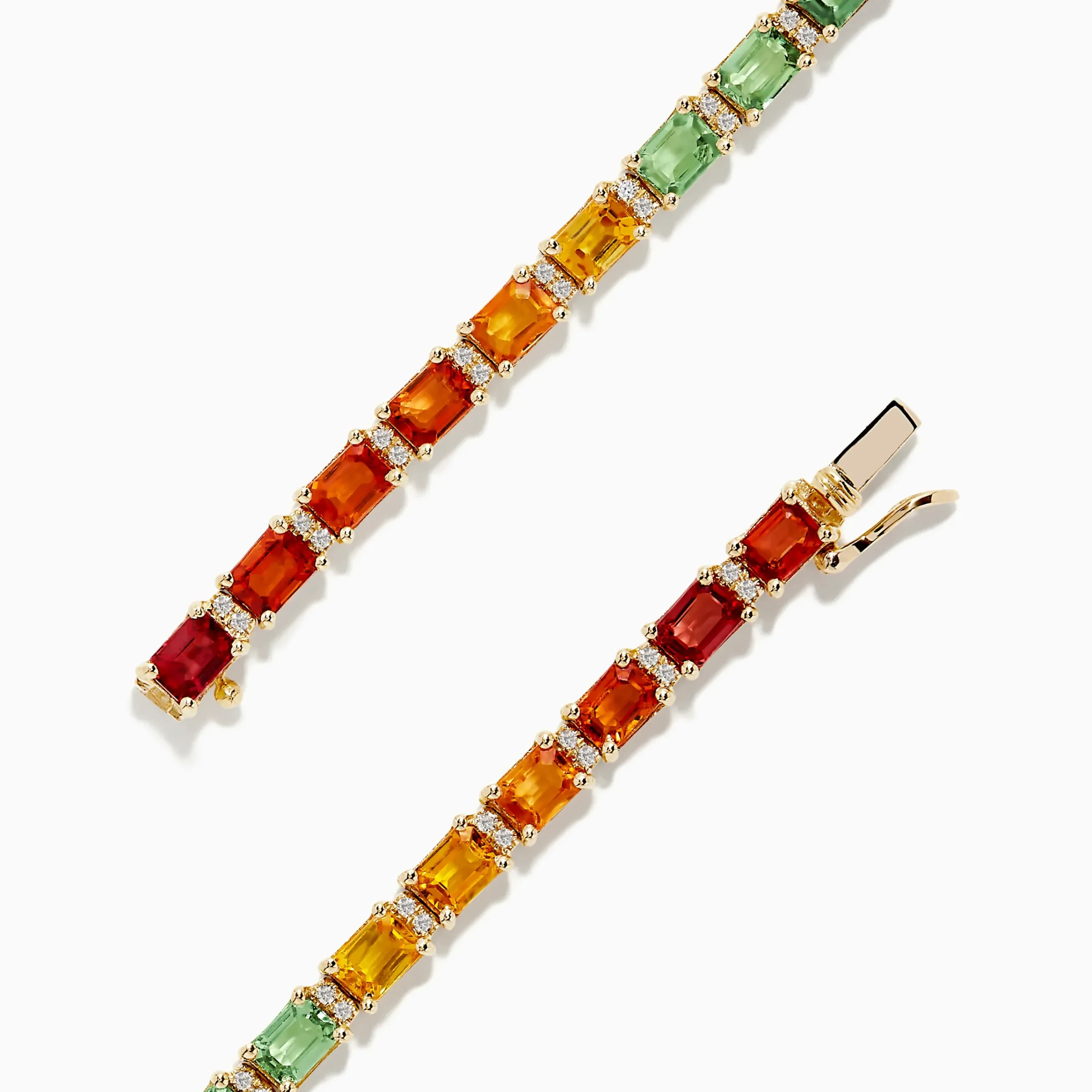 Bracelets|BH Multi Watercolors 14K Yellow Gold Multi Sapphire and Diamond Bracelet