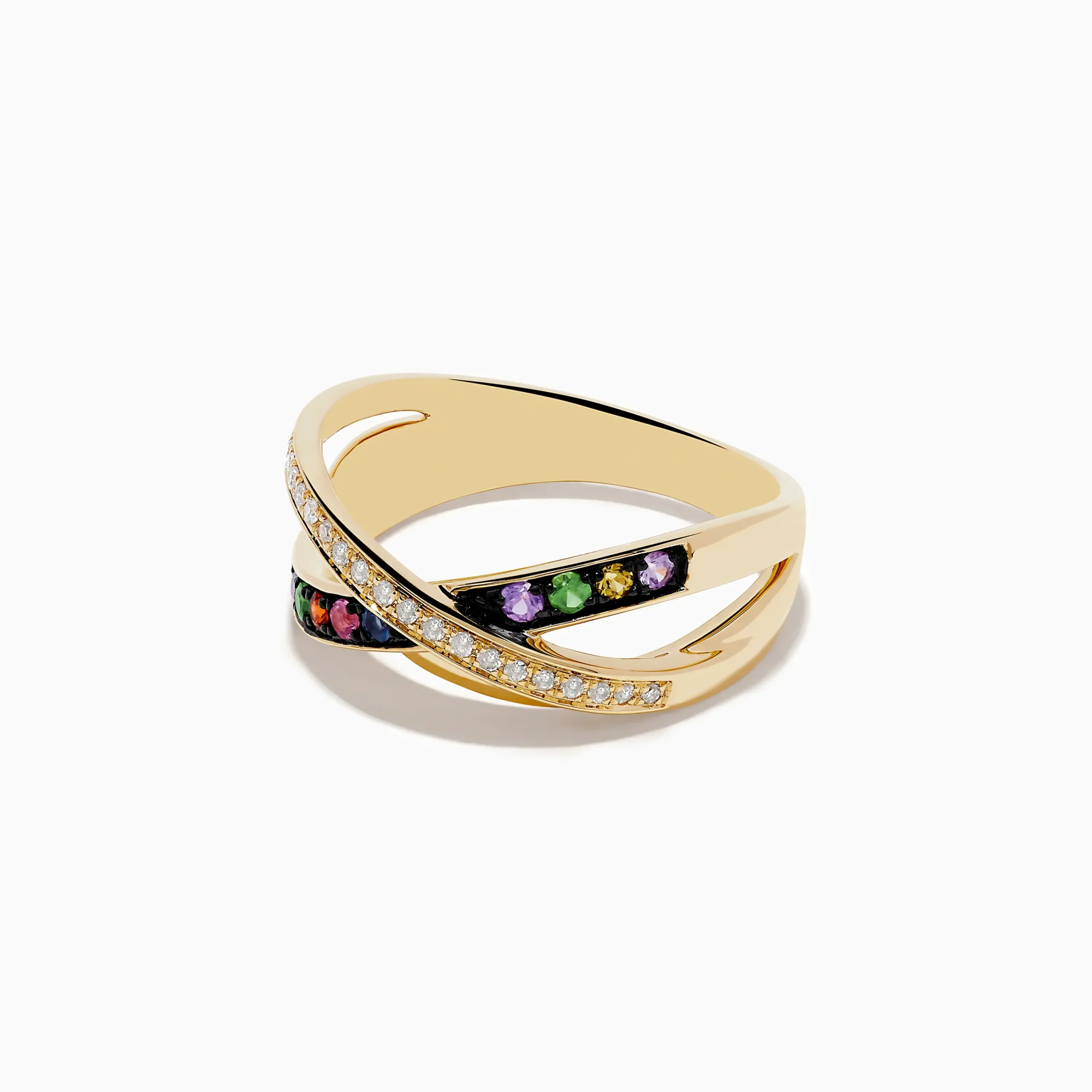 Rings|Effy Jewelry Watercolors 14K Yellow Gold Multi Sapphire and Diamond Ring