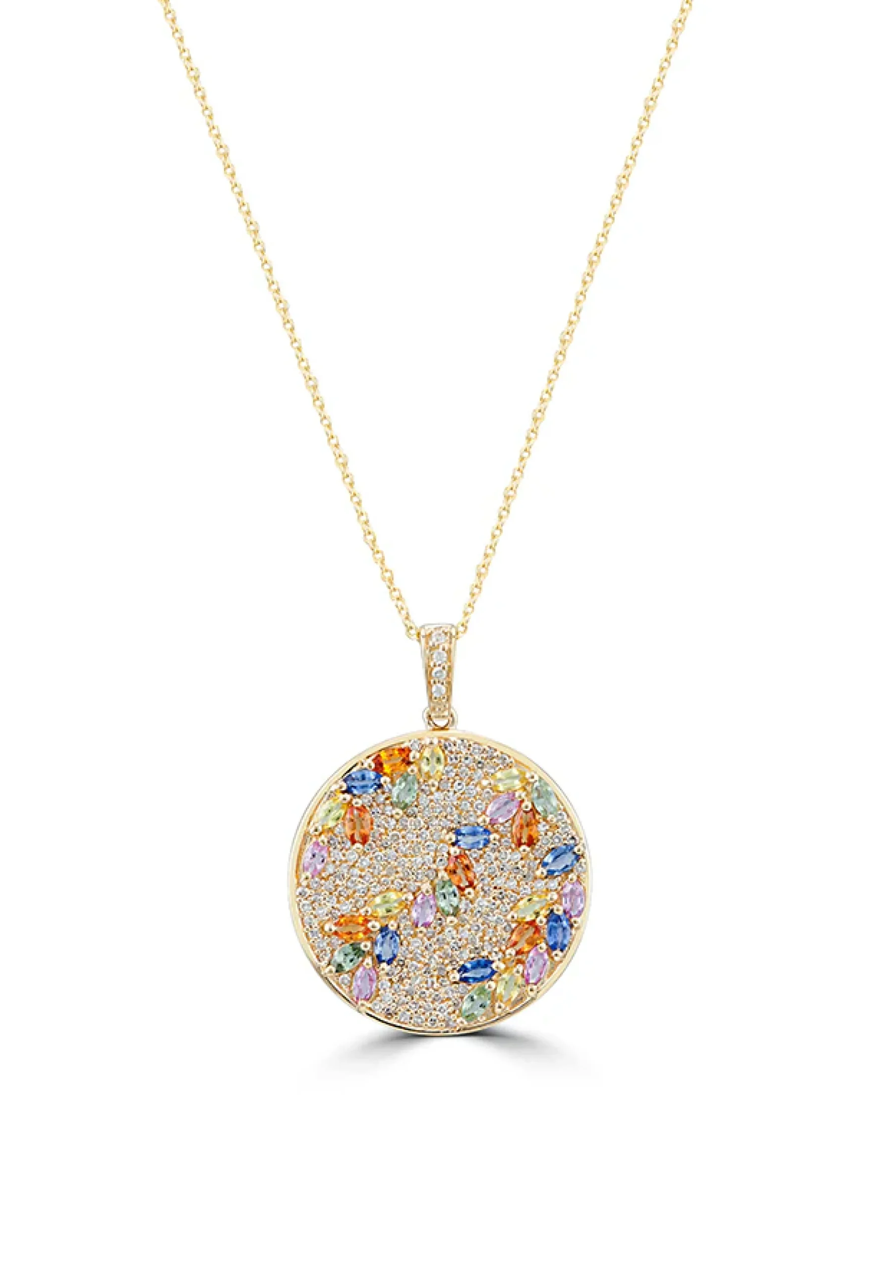 Necklaces & Pendants|Effy Jewelry Watercolors 14K Yellow Gold Multi Sapphire u0026 Diamond Pendant, 4.26 TCW