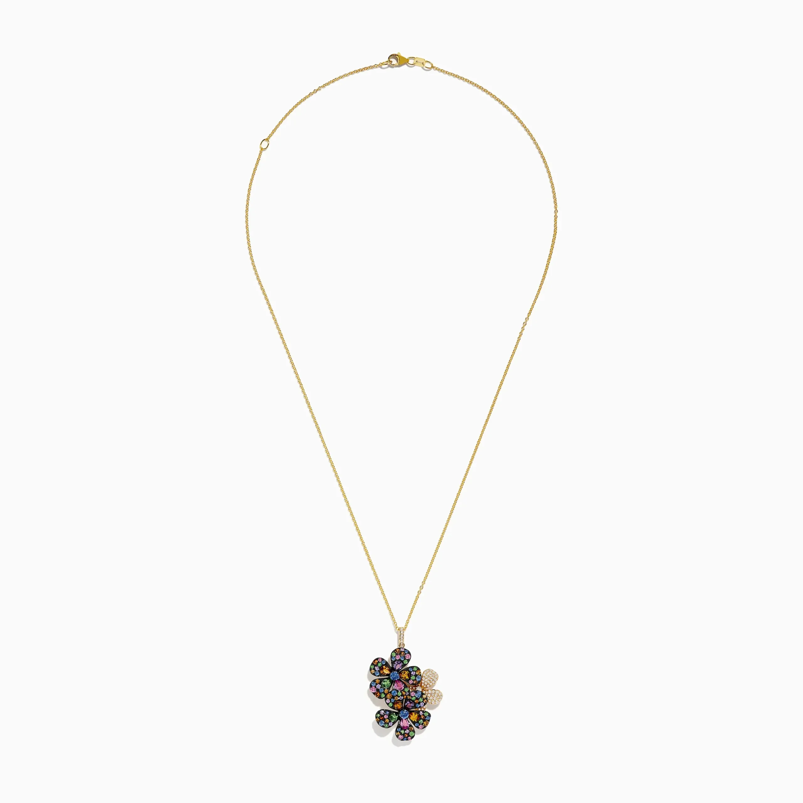 Necklaces & Pendants|Effy Jewelry Watercolors 14K Yellow Gold Multi Sapphire Flowers Pendant