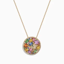 Necklaces & Pendants|Effy Jewelry Watercolors 14K Yellow Gold Multi Sapphire u0026 Diamond Pendant, 3.58 TCW