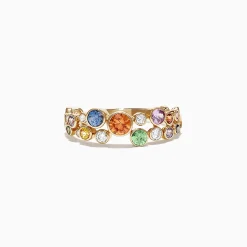 Rings|Effy Jewelry Watercolors 14K Yellow Gold Multi-Sapphire and Diamond Ring, 1.03 TCW