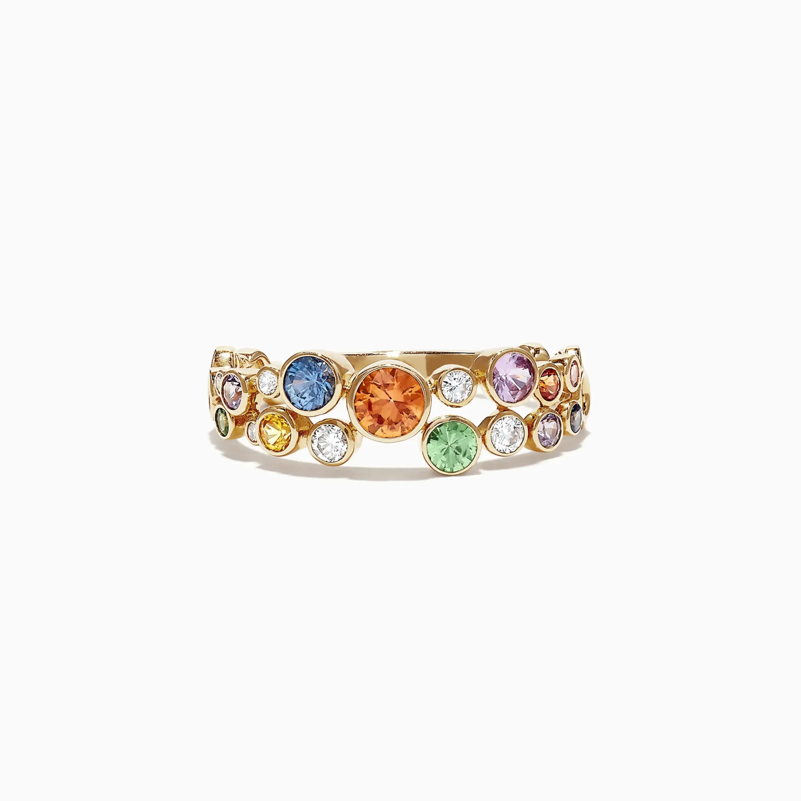 Rings|Effy Jewelry Watercolors 14K Yellow Gold Multi-Sapphire and Diamond Ring, 1.03 TCW