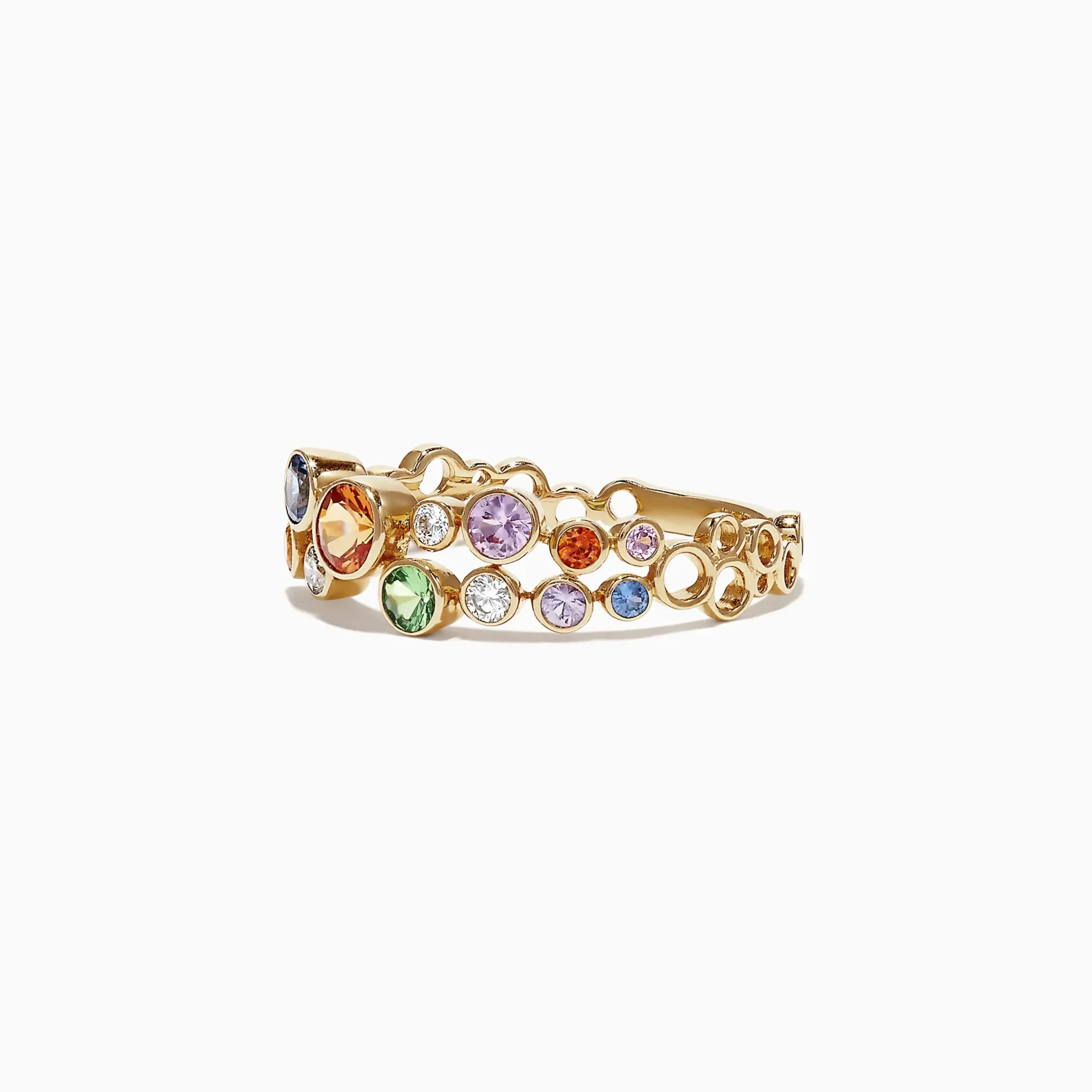 Rings|Effy Jewelry Watercolors 14K Yellow Gold Multi-Sapphire and Diamond Ring, 1.03 TCW