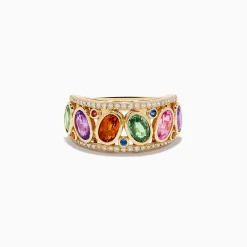 Rings|Effy Jewelry Watercolors 14K Yellow Gold Diamond and Multi Sapphire Ring