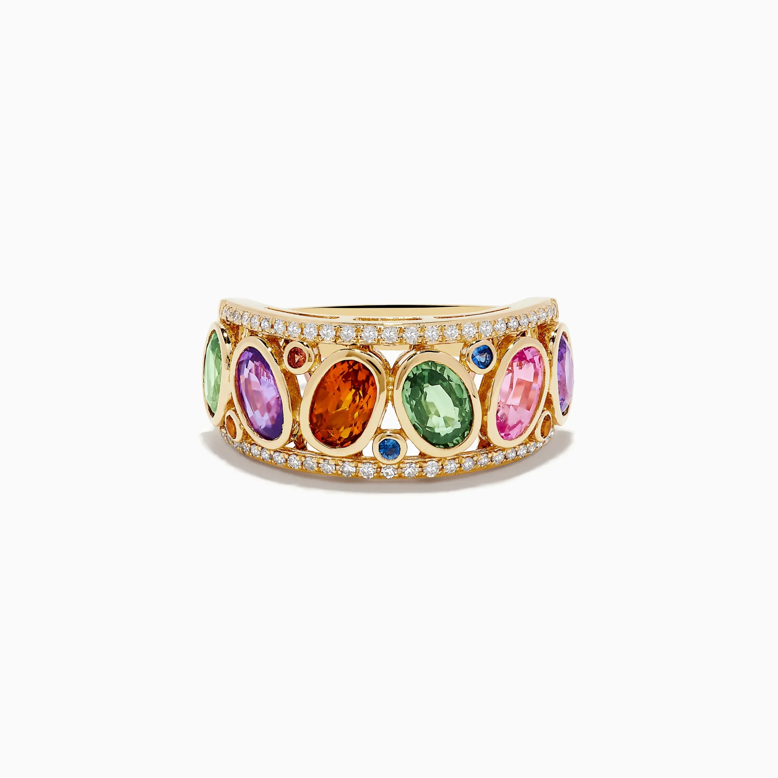 Rings|Effy Jewelry Watercolors 14K Yellow Gold Diamond and Multi Sapphire Ring