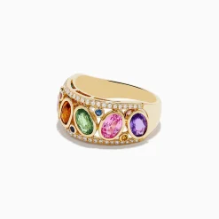 Rings|Effy Jewelry Watercolors 14K Yellow Gold Diamond and Multi Sapphire Ring