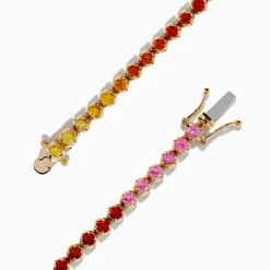 Bracelets|Effy Jewelry Watercolors 14K Yellow Gold Multi Sapphire Tennis Bracelet