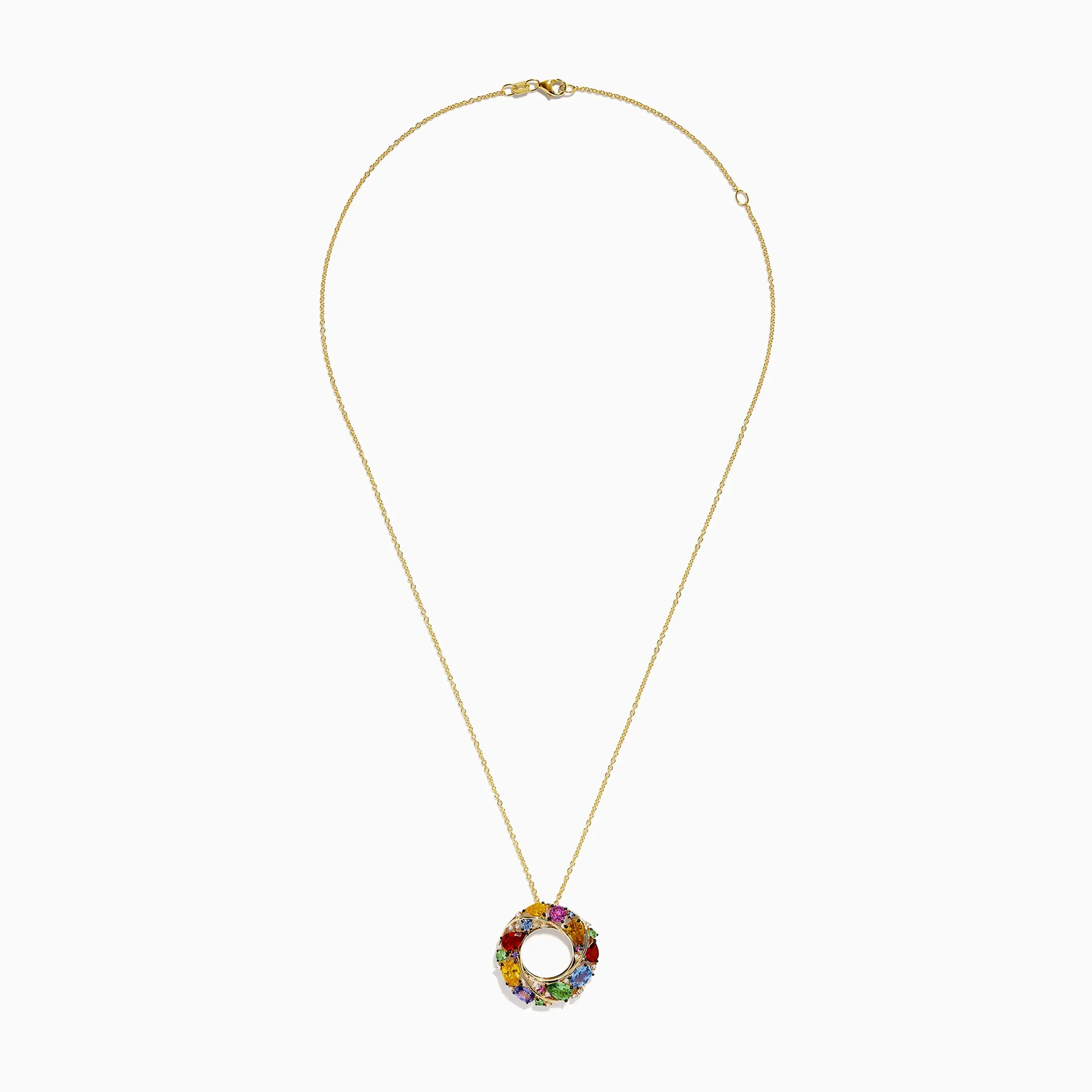 Necklaces & Pendants|Effy Jewelry Watercolors 14K Yellow Gold Multi Sapphire and Diamond Pendant