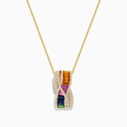 Necklaces & Pendants|Effy Jewelry Watercolors 14K Yellow Gold Multi Sapphire Pendant