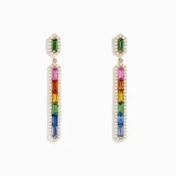 Earrings|BH Multi Watercolors 14K Yellow Gold Multi Sapphire Drop Earrings