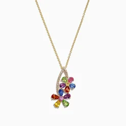 Necklaces & Pendants|Effy Jewelry Watercolors 14K Yellow Gold Multi Sapphire u0026 Diamond Pendant, 2.71 TCW