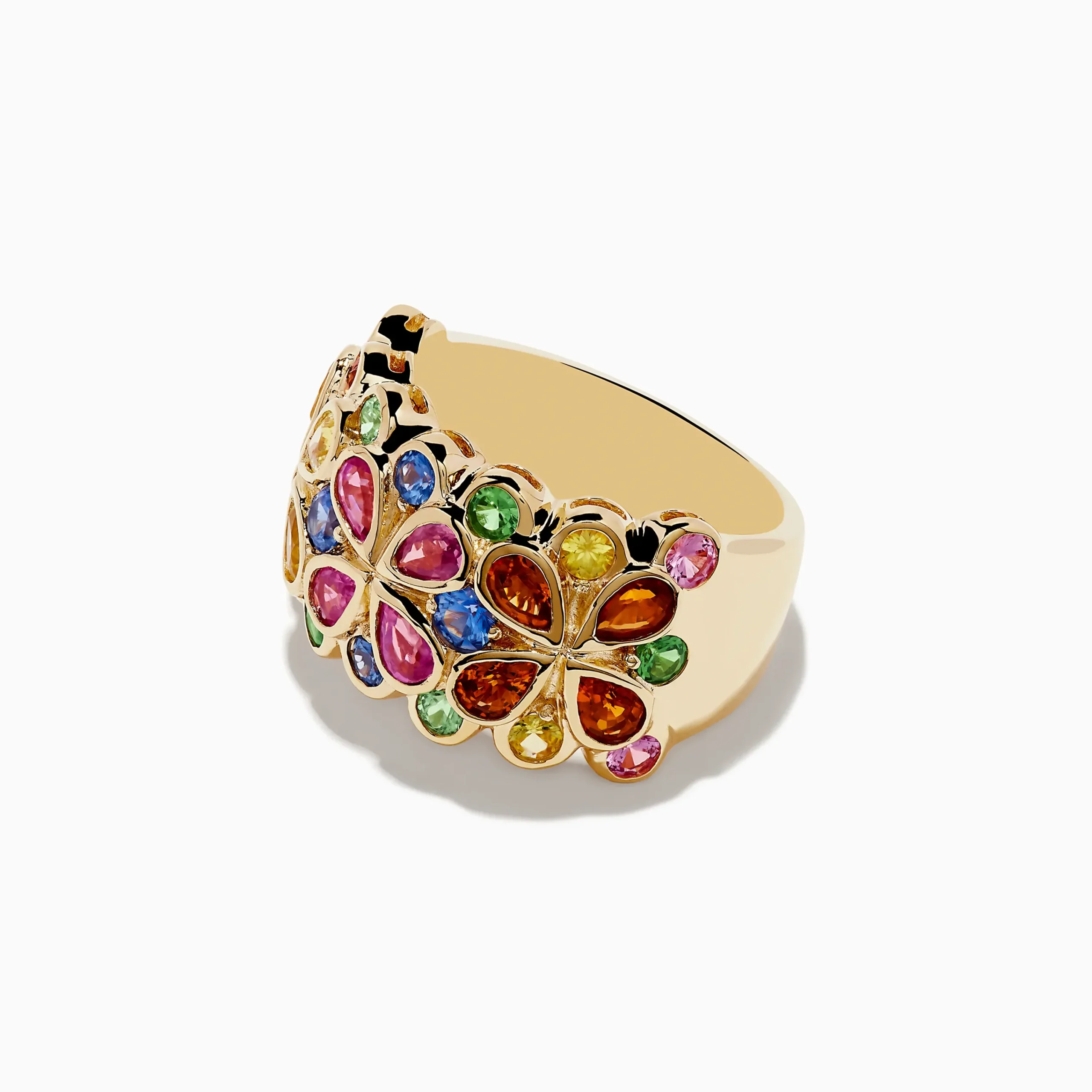 Rings|Effy Jewelry Watercolors 14K Yellow Gold Multi Sapphire and Tsavorite Ring
