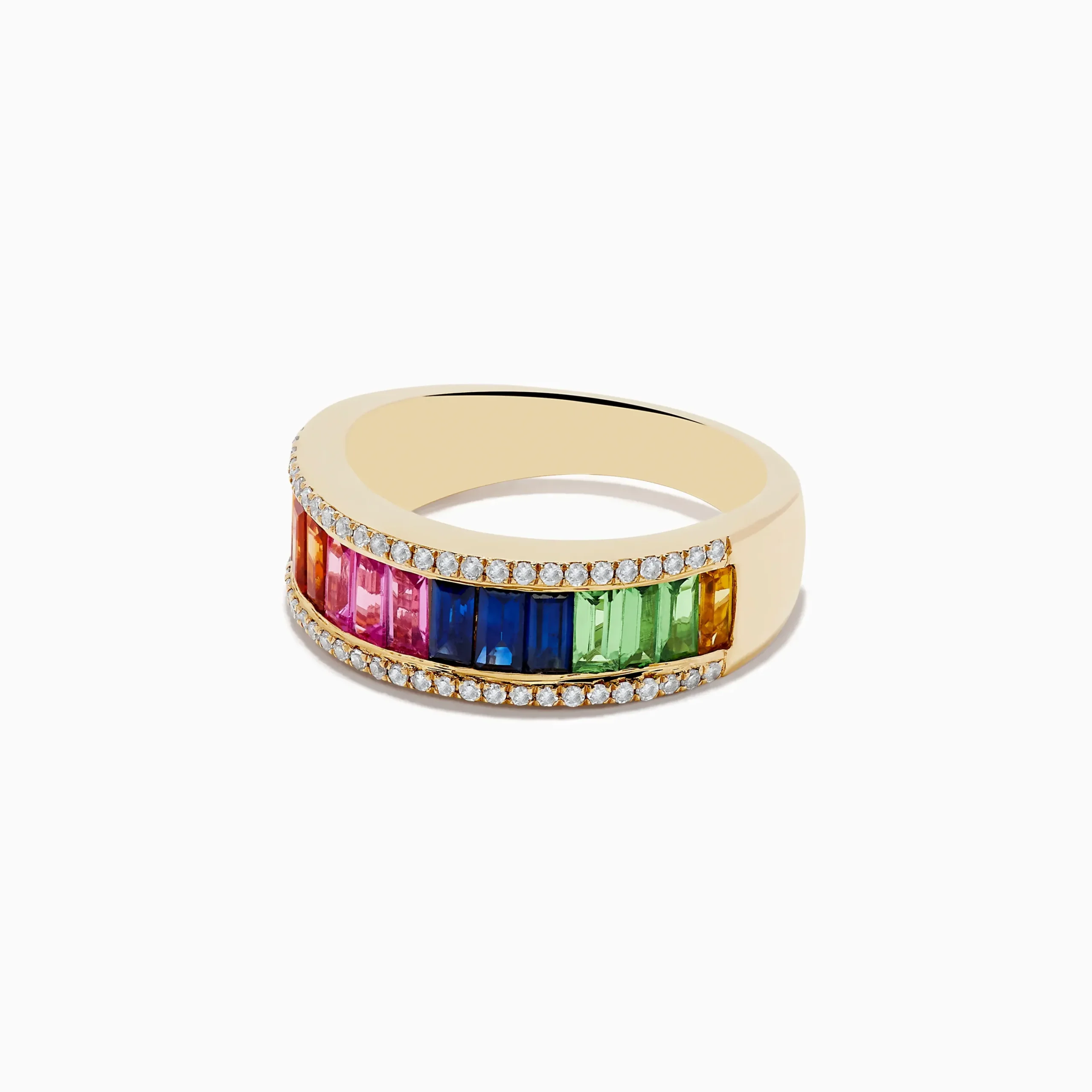 Rings|Effy Jewelry Watercolors 14K Yellow Gold Multi Sapphire and Diamond Ring
