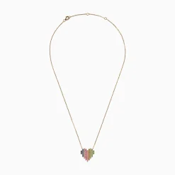 Necklaces & Pendants|Effy Jewelry Watercolors 14K Yellow Gold Multi Sapphire Heart Necklace