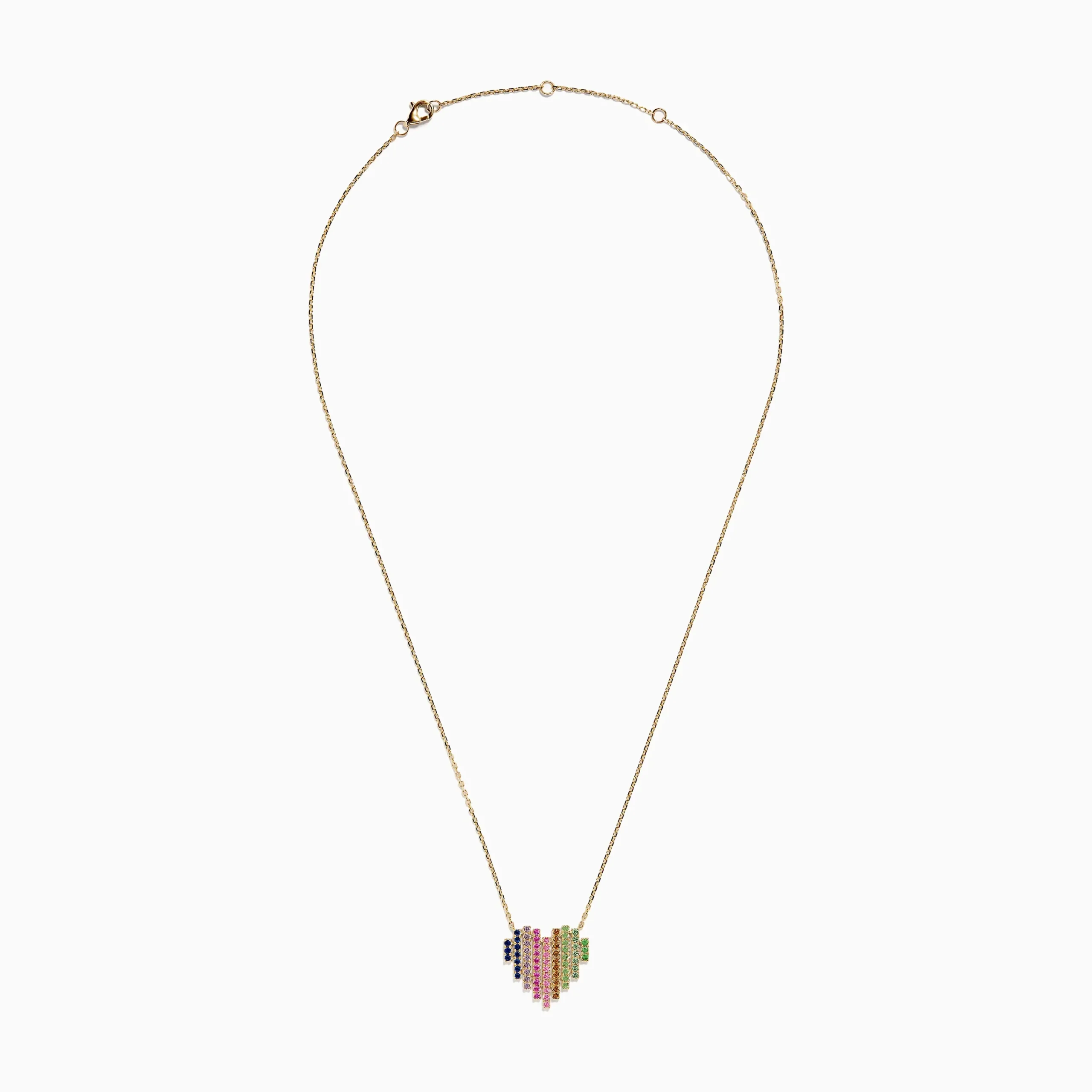 Necklaces & Pendants|Effy Jewelry Watercolors 14K Yellow Gold Multi Sapphire Heart Necklace