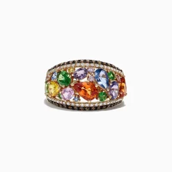 Rings|Effy Jewelry Watercolors 14K Yellow Gold Multi Sapphire u0026 Diamond Ring, 4.00 TCW