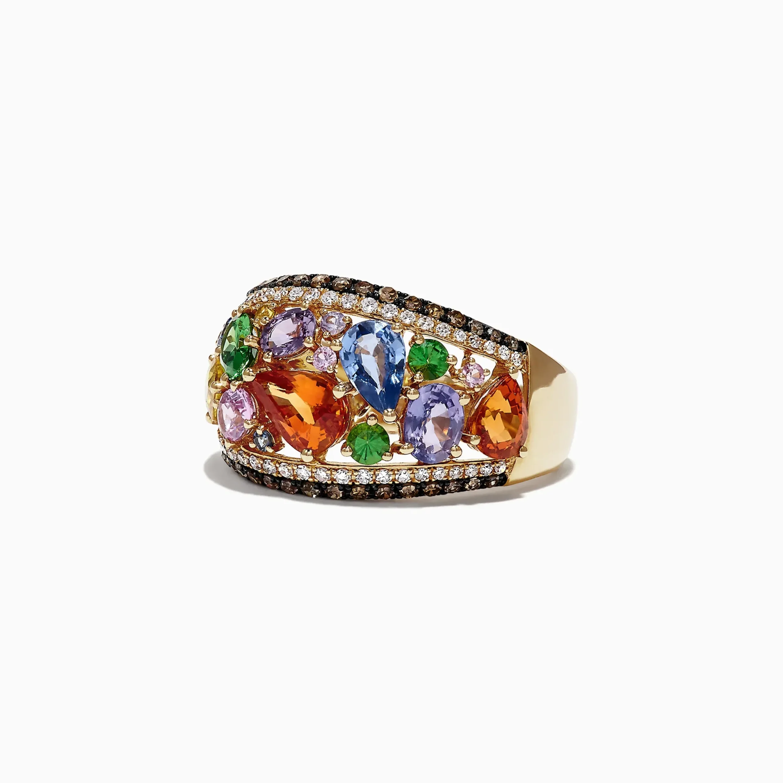 Rings|Effy Jewelry Watercolors 14K Yellow Gold Multi Sapphire u0026 Diamond Ring, 4.00 TCW