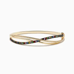 Bracelets|Effy Jewelry Watercolors 14K Yellow Gold Multi Sapphire Bangle
