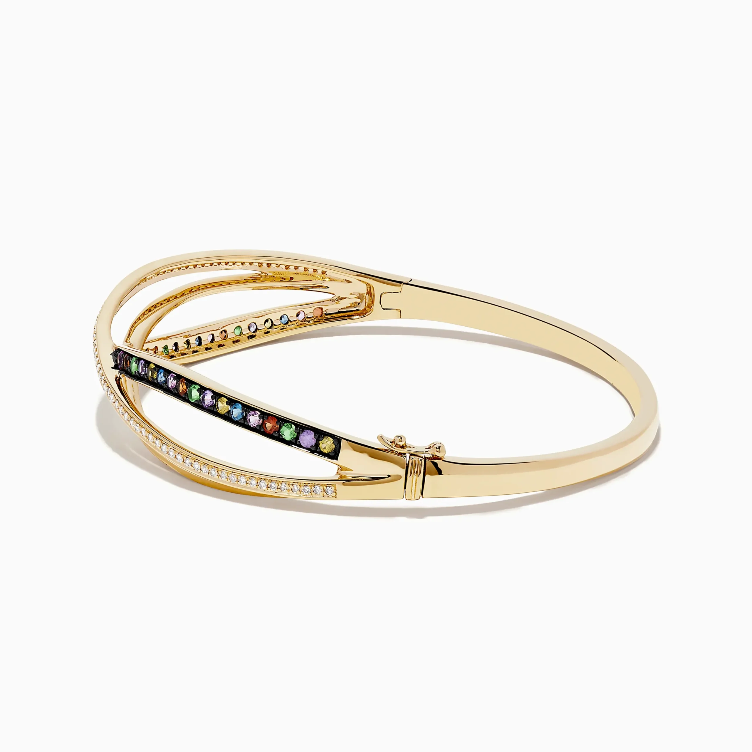 Bracelets|Effy Jewelry Watercolors 14K Yellow Gold Multi Sapphire Bangle
