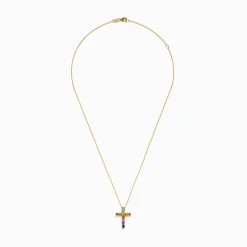 Necklaces & Pendants|Effy Jewelry Watercolors 14K Yellow Gold Multi Sapphire Cross Pendant