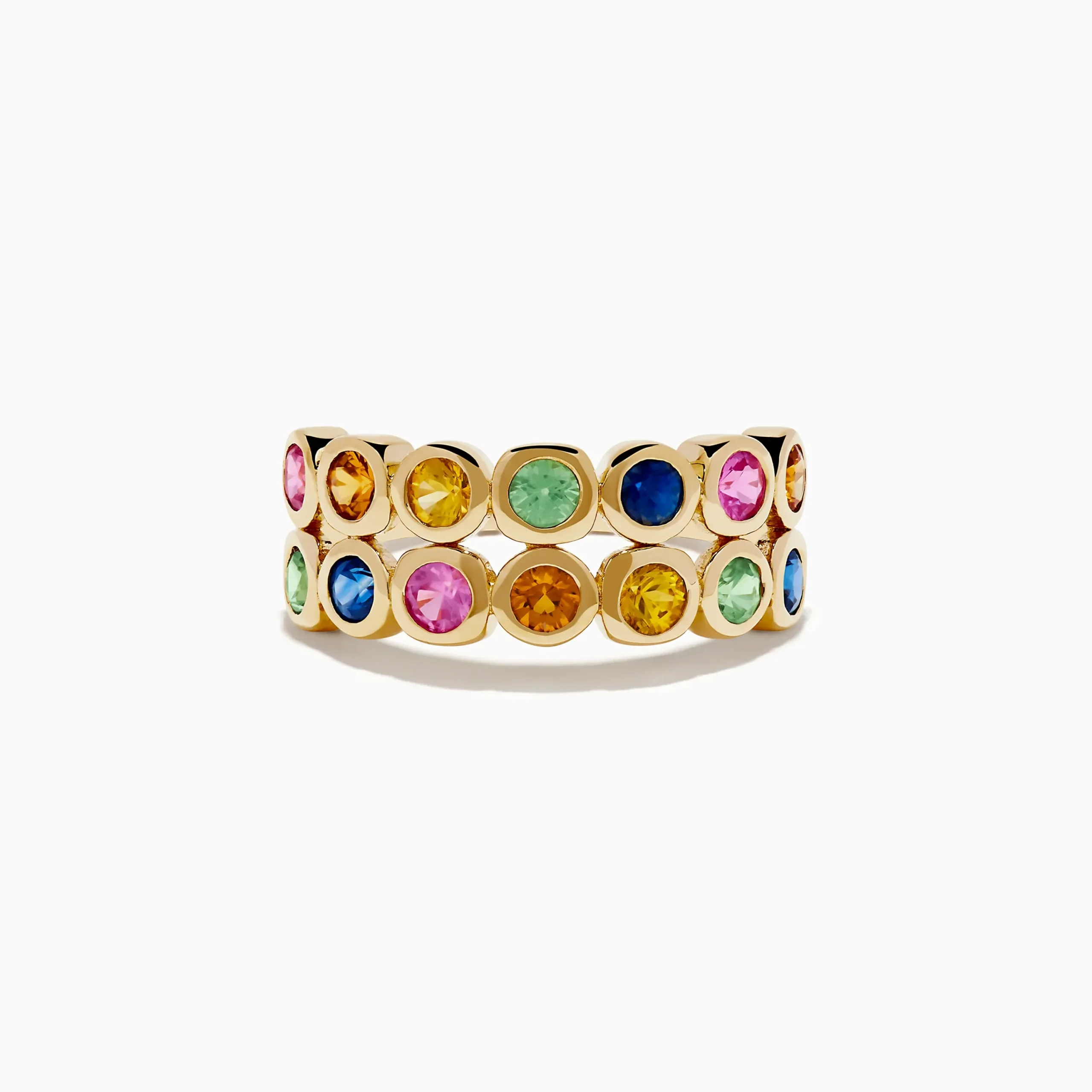 Rings|Effy Jewelry Watercolors 14K Yellow Gold Multi Sapphire Double Row Band Ring