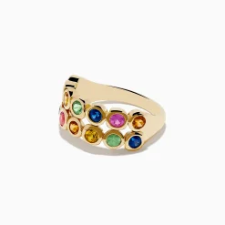Rings|Effy Jewelry Watercolors 14K Yellow Gold Multi Sapphire Double Row Band Ring