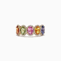 Rings|Effy Jewelry Watercolors 14K Yellow Gold Multi-Sapphire Diamond Ring, 2.81 TCW