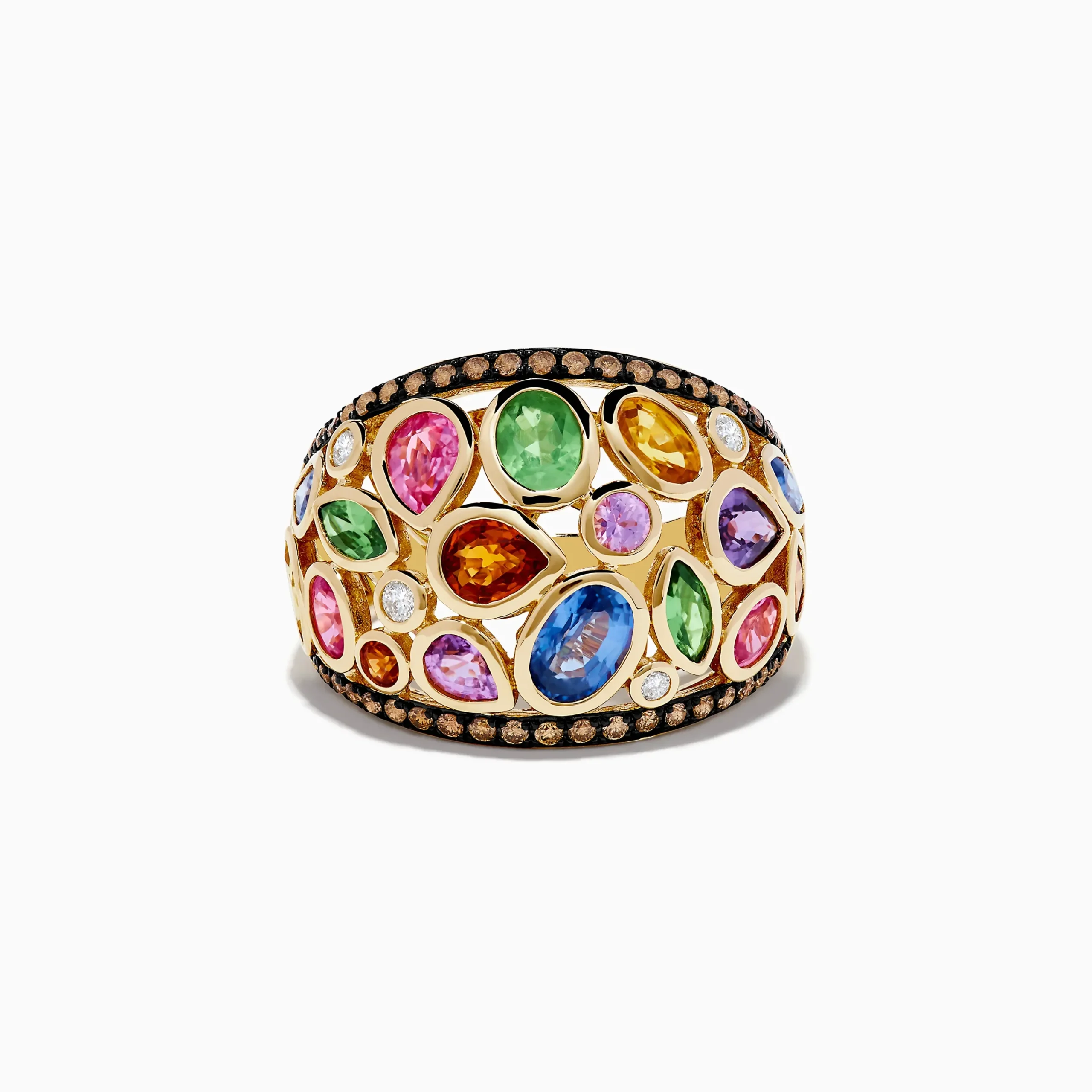 Rings|Effy Jewelry Watercolors 14K Yellow Gold Multi Sapphire and Diamond Ring