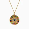 Necklaces & Pendants|Effy Jewelry Watercolors 14K Yellow Gold Multi Sapphire Evil Eye Pendant