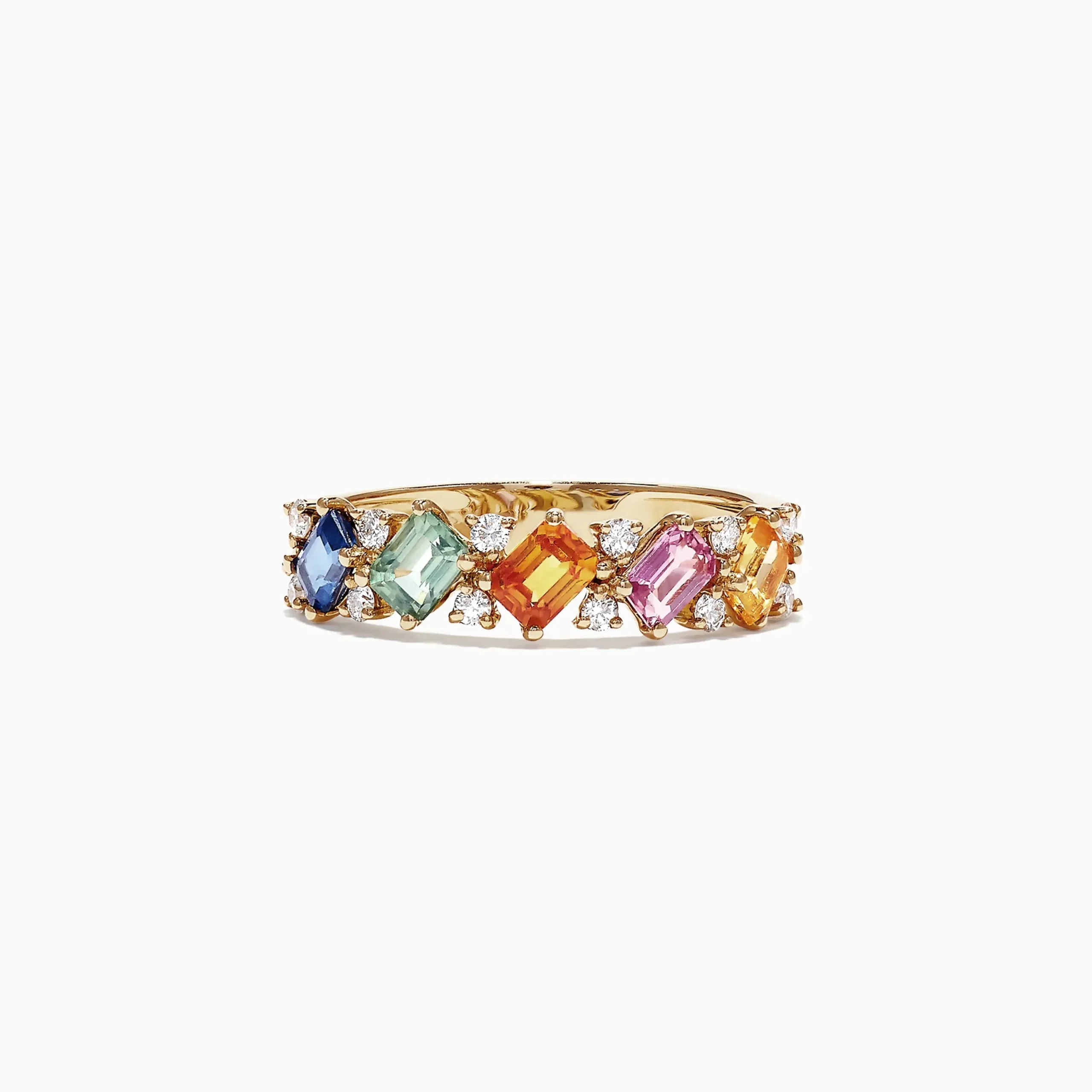 Rings|Effy Jewelry Watercolors 14K Yellow Gold Multi-Sapphire Diamond Ring, 1.52 TCW