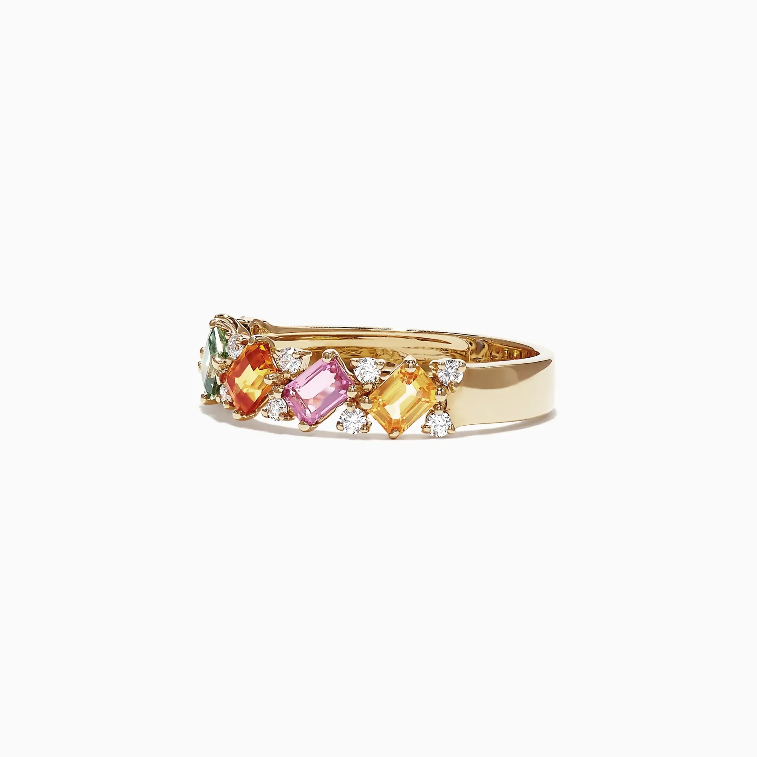 Rings|Effy Jewelry Watercolors 14K Yellow Gold Multi-Sapphire Diamond Ring, 1.52 TCW