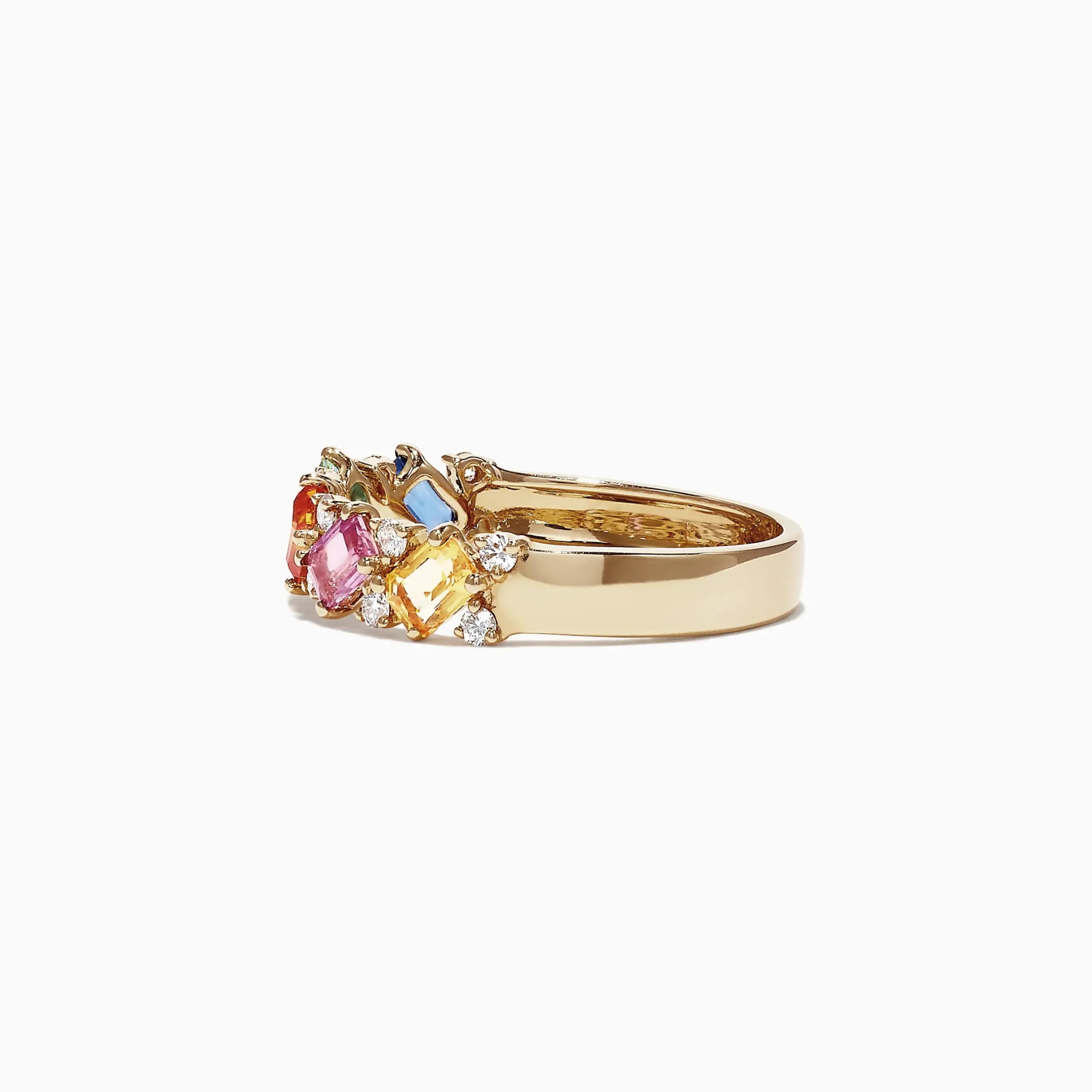 Rings|Effy Jewelry Watercolors 14K Yellow Gold Multi-Sapphire Diamond Ring, 1.52 TCW