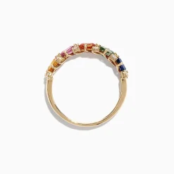 Rings|Effy Jewelry Watercolors 14K Yellow Gold Multi-Sapphire Diamond Ring, 1.52 TCW
