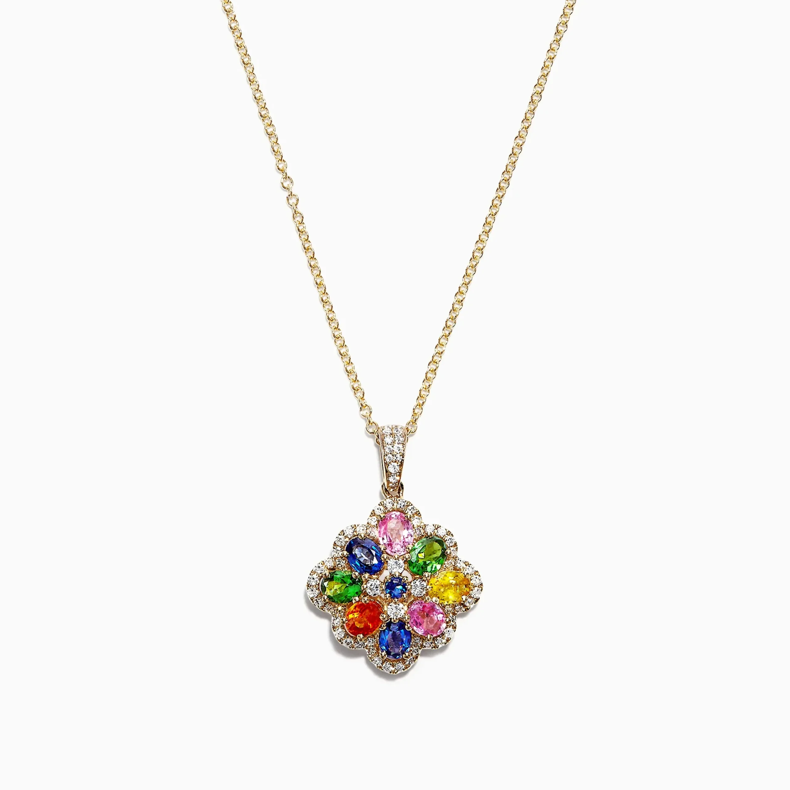 Necklaces & Pendants|Effy Jewelry Watercolors 14K Yellow Gold Multi Sapphire u0026 Diamond Pendant, 1.85 TCW