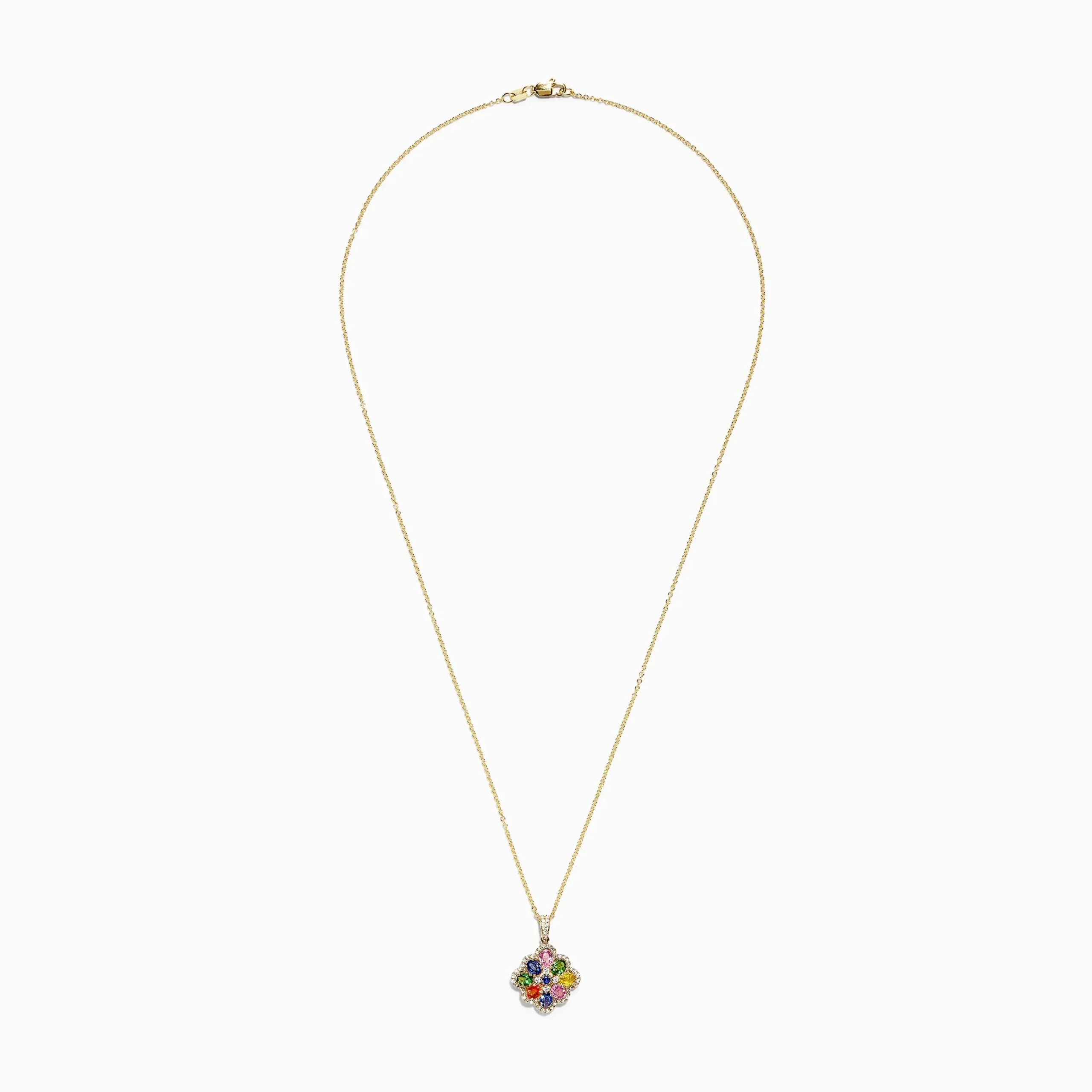 Necklaces & Pendants|Effy Jewelry Watercolors 14K Yellow Gold Multi Sapphire u0026 Diamond Pendant, 1.85 TCW