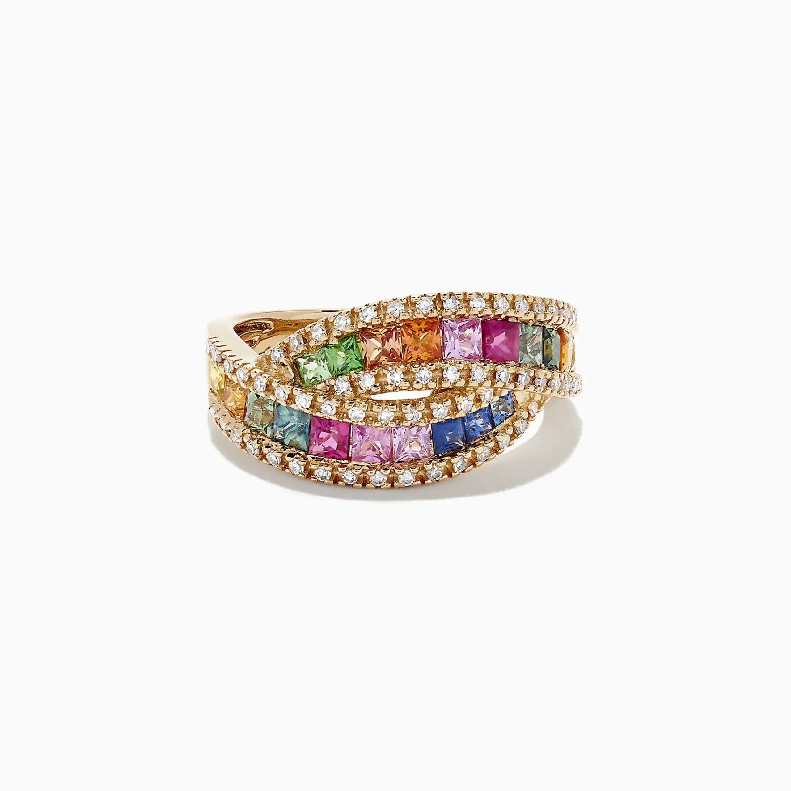 Rings|Effy Jewelry Watercolors 14K Yellow Gold Multi Sapphire and Diamond Ring, 1.95 TCW