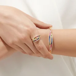 Rings|Effy Jewelry Watercolors 14K Yellow Gold Multi Sapphire and Diamond Ring, 1.95 TCW