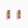 Earrings|Effy Jewelry Watercolors 14K Yellow Gold Multi Sapphire u0026 Diamond Hoop Earrings, 1.76 TCW