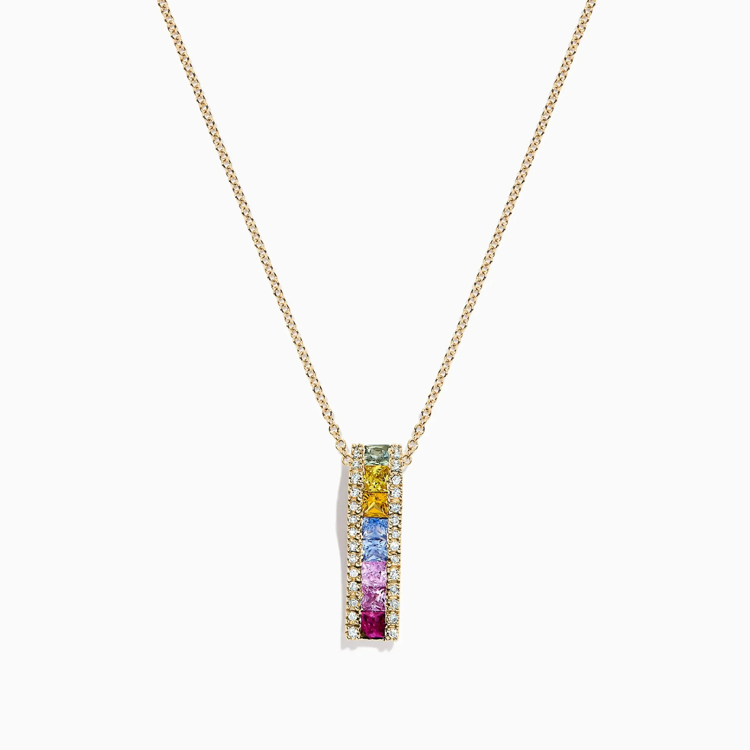 Necklaces & Pendants|Effy Jewelry Watercolors 14K Yellow Gold Multi Sapphire u0026 Diamond Pendant, 1.17 TCW